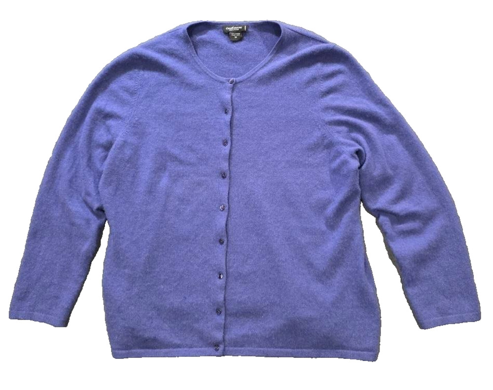 Lord & Taylor CASHMERE CARDIGAN purple soft cuddle women top Size 3X A010471